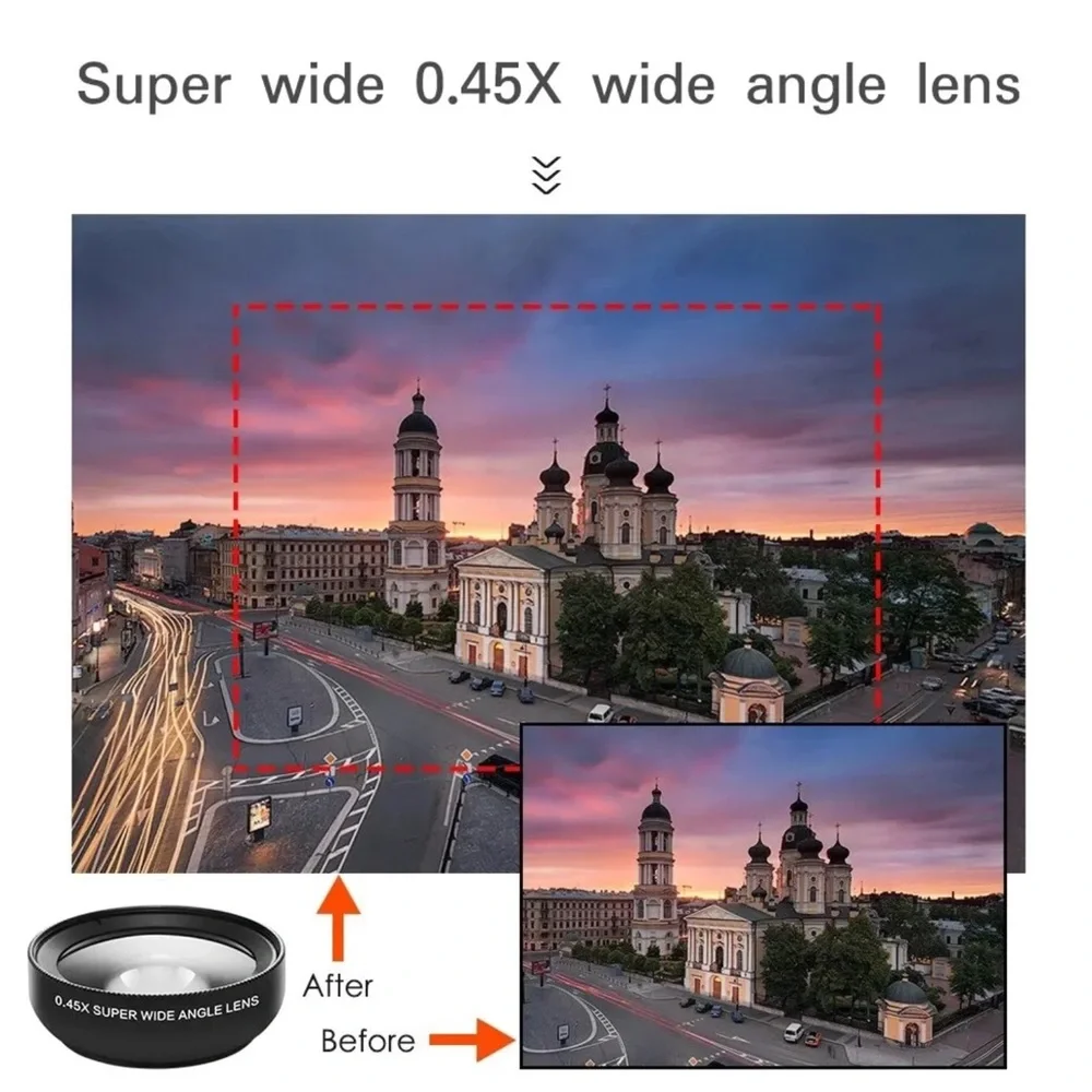 Macro HD Camera Lens 2 in 1 Mobile Phone 0.45 Times Ultra Wide Angle 12.5 Times